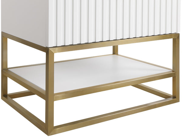 Monad Carrara Marble / Birch Veneer / MDF / Stainless Steel / Ceramic Contemporary White Bathroom Vanity - 30" W x 20" D x 34.5" H