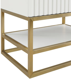 Monad Carrara Marble / Birch Veneer / MDF / Stainless Steel / Ceramic Contemporary White Bathroom Vanity - 30" W x 20" D x 34.5" H