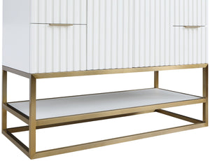 Monad Carrara Marble / Birch Veneer / MDF / Stainless Steel / Ceramic Contemporary White Bathroom Vanity - 48" W x 20" D x 34.5" H