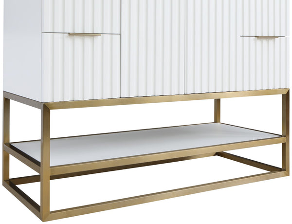 Monad Carrara Marble / Birch Veneer / MDF / Stainless Steel / Ceramic Contemporary White Bathroom Vanity - 48" W x 20" D x 34.5" H