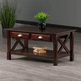 Winsome Wood Xola X-Panel Coffee Table, Cappuccino 40538-WINSOMEWOOD