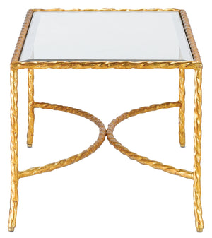 Gilt Twist Cocktail Table - Elegant Wrought Iron Design with Glass Top & Gilt Bronze Finish, 44" Wide