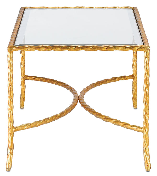 Gilt Twist Cocktail Table - Elegant Wrought Iron Design with Glass Top & Gilt Bronze Finish, 44" Wide
