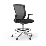 Westin Draft Stool in Black Mesh and Fabric Seat with Polished Aluminum Base