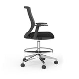 Westin Draft Stool in Black Mesh and Fabric Seat with Polished Aluminum Base