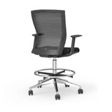 Westin Draft Stool in Black Mesh and Fabric Seat with Polished Aluminum Base