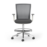 Westin Draft Stool in Gray Mesh and Fabric Seat with Polished Aluminum Base