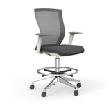 Westin Draft Stool in Gray Mesh and Fabric Seat with Polished Aluminum Base