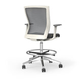 Westin Draft Stool in Gray Mesh and Fabric Seat with Polished Aluminum Base