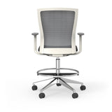 Westin Draft Stool in Gray Mesh and Fabric Seat with Polished Aluminum Base