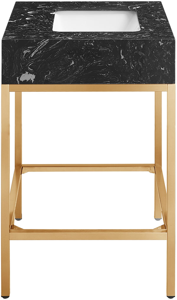 Marmo Artificial Marble / Stainless Steel Contemporary Black Artificial Marble Bathroom Vanity - 24" W x 21" D x 34" H