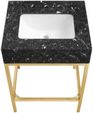 Marmo Artificial Marble / Stainless Steel Contemporary Black Artificial Marble Bathroom Vanity - 24" W x 21" D x 34" H