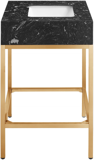 Marmo Artificial Marble / Stainless Steel Contemporary Black Artificial Marble Bathroom Vanity - 24" W x 21" D x 34" H