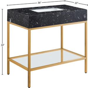 Marmo Artificial Marble / Stainless Steel Contemporary Black Artificial Marble Bathroom Vanity - 36" W x 23" D x 34" H