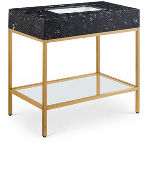 Marmo Artificial Marble / Stainless Steel Contemporary Black Artificial Marble Bathroom Vanity - 36" W x 23" D x 34" H