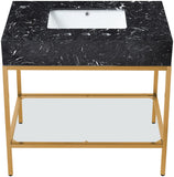 Marmo Artificial Marble / Stainless Steel Contemporary Black Artificial Marble Bathroom Vanity - 36" W x 23" D x 34" H