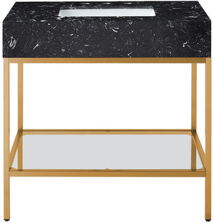 Marmo Artificial Marble / Stainless Steel Contemporary Black Artificial Marble Bathroom Vanity - 36" W x 23" D x 34" H
