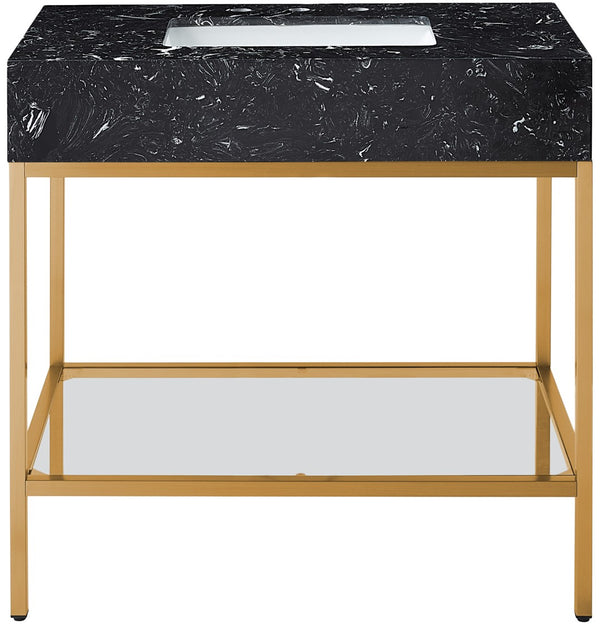 Marmo Artificial Marble / Stainless Steel Contemporary Black Artificial Marble Bathroom Vanity - 36" W x 23" D x 34" H