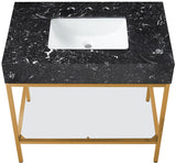 Marmo Artificial Marble / Stainless Steel Contemporary Black Artificial Marble Bathroom Vanity - 36" W x 23" D x 34" H