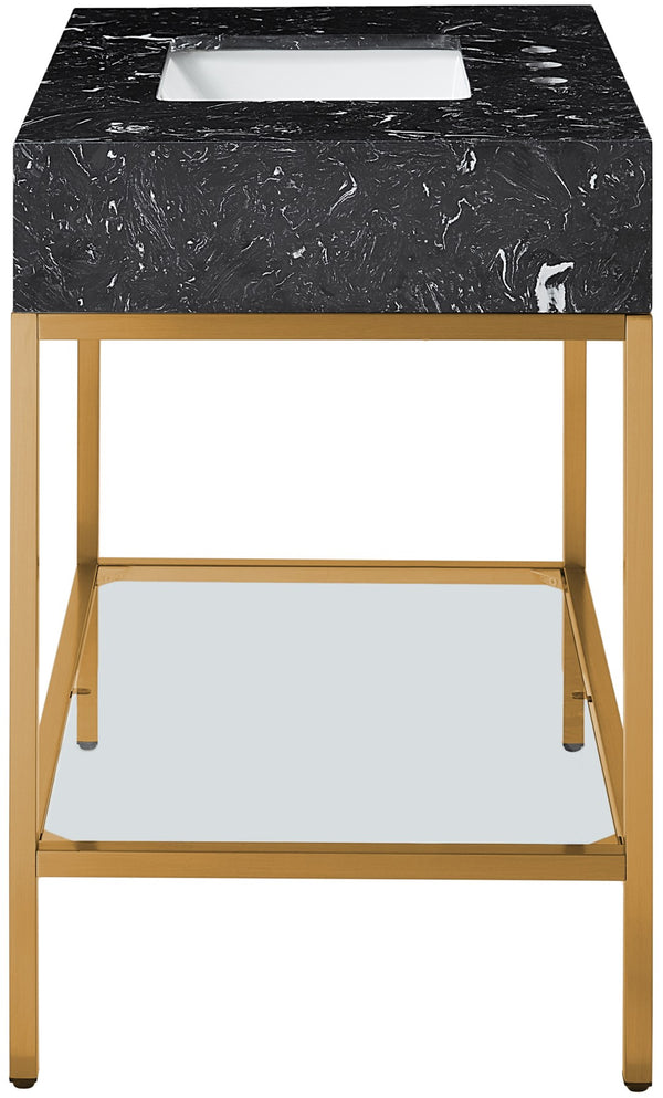 Marmo Artificial Marble / Stainless Steel Contemporary Black Artificial Marble Bathroom Vanity - 36" W x 23" D x 34" H