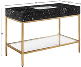 Marmo Artificial Marble / Stainless Steel Contemporary Black Artificial Marble Bathroom Vanity - 48" W x 23" D x 34" H