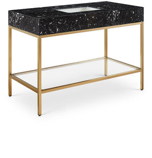Marmo Artificial Marble / Stainless Steel Contemporary Black Artificial Marble Bathroom Vanity - 48" W x 23" D x 34" H