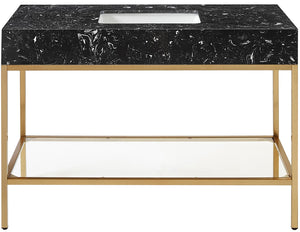 Marmo Artificial Marble / Stainless Steel Contemporary Black Artificial Marble Bathroom Vanity - 48" W x 23" D x 34" H