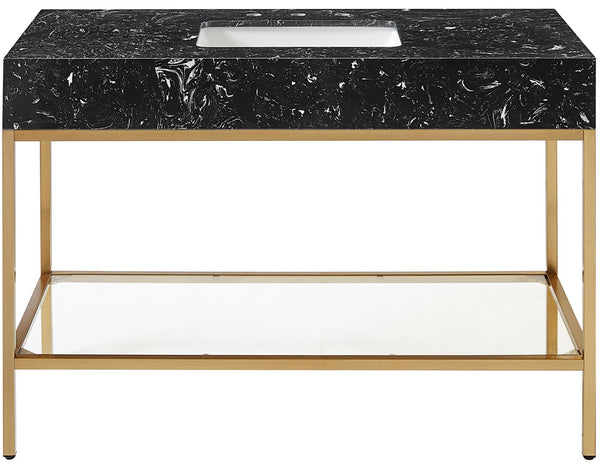 Marmo Artificial Marble / Stainless Steel Contemporary Black Artificial Marble Bathroom Vanity - 48" W x 23" D x 34" H