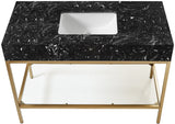 Marmo Artificial Marble / Stainless Steel Contemporary Black Artificial Marble Bathroom Vanity - 48" W x 23" D x 34" H