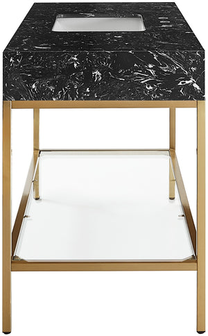 Marmo Artificial Marble / Stainless Steel Contemporary Black Artificial Marble Bathroom Vanity - 48" W x 23" D x 34" H