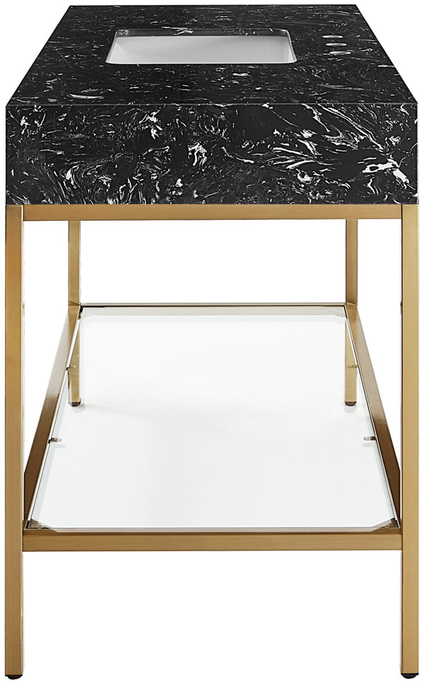 Marmo Artificial Marble / Stainless Steel Contemporary Black Artificial Marble Bathroom Vanity - 48" W x 23" D x 34" H