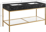 Marmo Artificial Marble / Stainless Steel Contemporary Black Artificial Marble Bathroom Vanity - 60" W x 23" D x 34" H