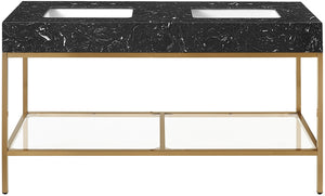 Marmo Artificial Marble / Stainless Steel Contemporary Black Artificial Marble Bathroom Vanity - 60" W x 23" D x 34" H