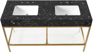 Marmo Artificial Marble / Stainless Steel Contemporary Black Artificial Marble Bathroom Vanity - 60" W x 23" D x 34" H