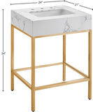 Marmo Artificial Marble / Stainless Steel Contemporary White Artificial Marble Bathroom Vanity - 24" W x 21" D x 34" H