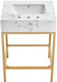 Marmo Artificial Marble / Stainless Steel Contemporary White Artificial Marble Bathroom Vanity - 24" W x 21" D x 34" H