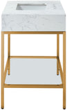 Marmo Artificial Marble / Stainless Steel Contemporary White Artificial Marble Bathroom Vanity - 36" W x 23" D x 34" H