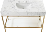 Marmo Artificial Marble / Stainless Steel Contemporary White Artificial Marble Bathroom Vanity - 48" W x 23" D x 34" H