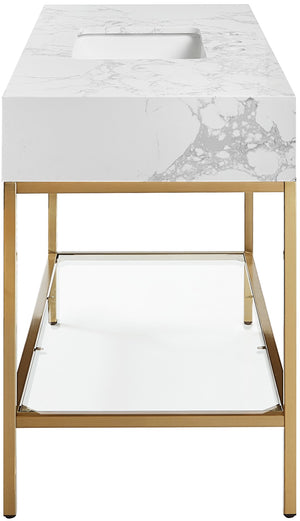 Marmo Artificial Marble / Stainless Steel Contemporary White Artificial Marble Bathroom Vanity - 48" W x 23" D x 34" H