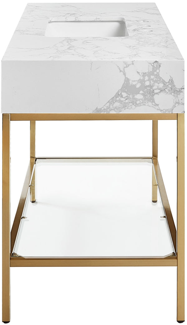 Marmo Artificial Marble / Stainless Steel Contemporary White Artificial Marble Bathroom Vanity - 48" W x 23" D x 34" H