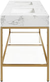 Marmo Artificial Marble / Stainless Steel Contemporary White Artificial Marble Bathroom Vanity - 60" W x 23" D x 34" H