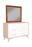 Alpine Furniture Flynn Mid Century Modern Two Tone Mirror, Acorn/White 999-06 Acorn & White Mahogany Solids & Okoume Veneer 42 x 1 x 37