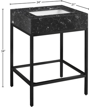 Marmo Artificial Marble / Iron Contemporary Black Artificial Marble Bathroom Vanity - 24" W x 21" D x 34" H