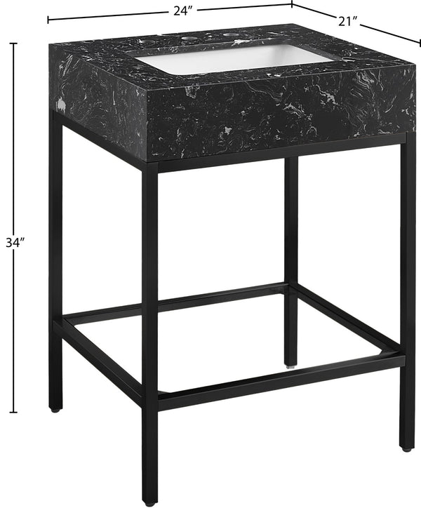 Marmo Artificial Marble / Iron Contemporary Black Artificial Marble Bathroom Vanity - 24" W x 21" D x 34" H