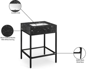 Marmo Artificial Marble / Iron Contemporary Black Artificial Marble Bathroom Vanity - 24" W x 21" D x 34" H