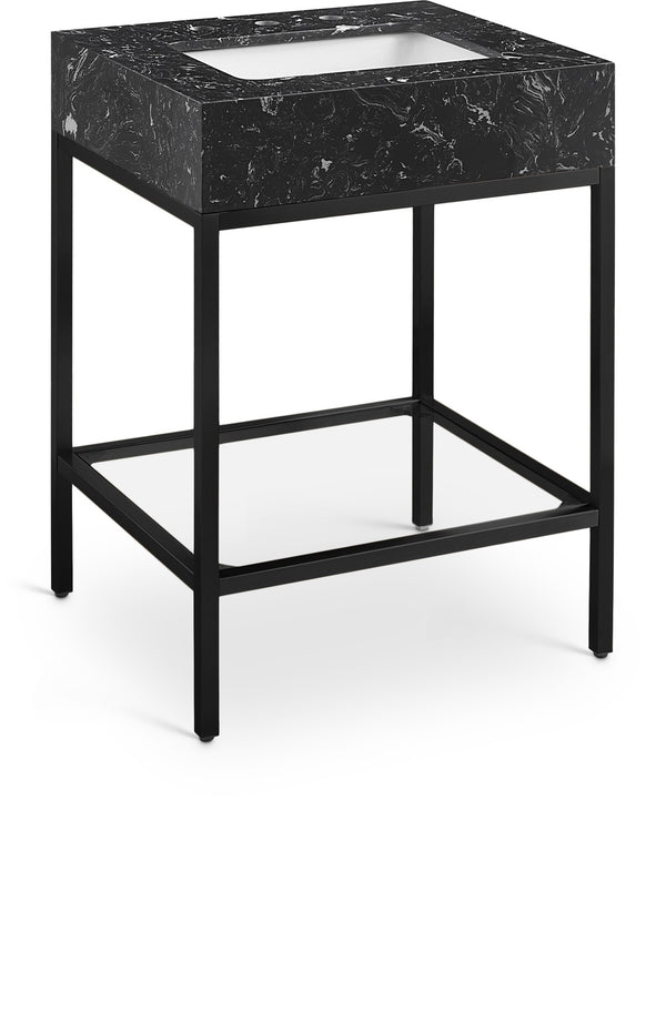Marmo Artificial Marble / Iron Contemporary Black Artificial Marble Bathroom Vanity - 24" W x 21" D x 34" H