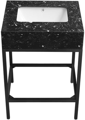 Marmo Artificial Marble / Iron Contemporary Black Artificial Marble Bathroom Vanity - 24" W x 21" D x 34" H