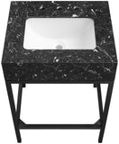 Marmo Artificial Marble / Iron Contemporary Black Artificial Marble Bathroom Vanity - 24" W x 21" D x 34" H