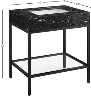 Marmo Artificial Marble / Iron Contemporary Black Artificial Marble Bathroom Vanity - 30" W x 23" D x 34" H
