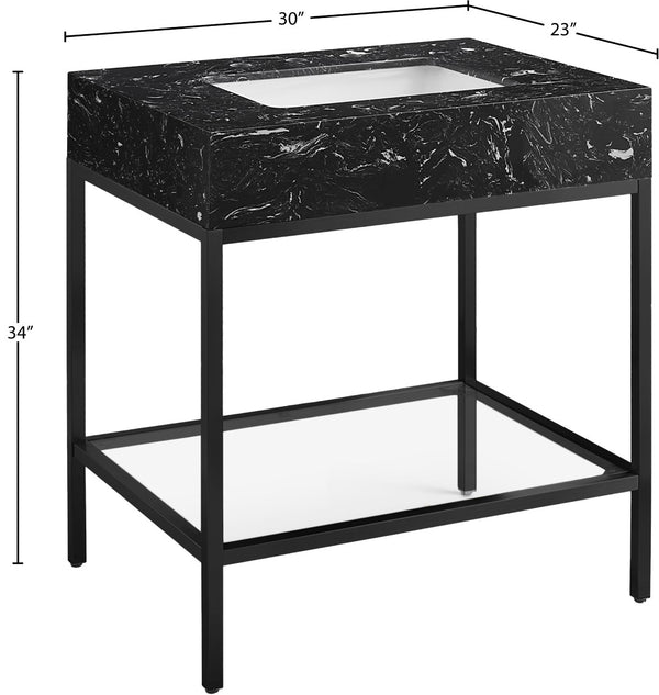 Marmo Artificial Marble / Iron Contemporary Black Artificial Marble Bathroom Vanity - 30" W x 23" D x 34" H